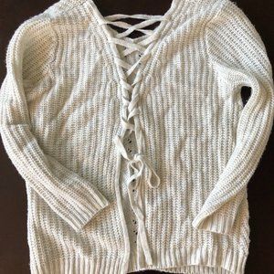 Cream BB Dakota Sweater with open tie back